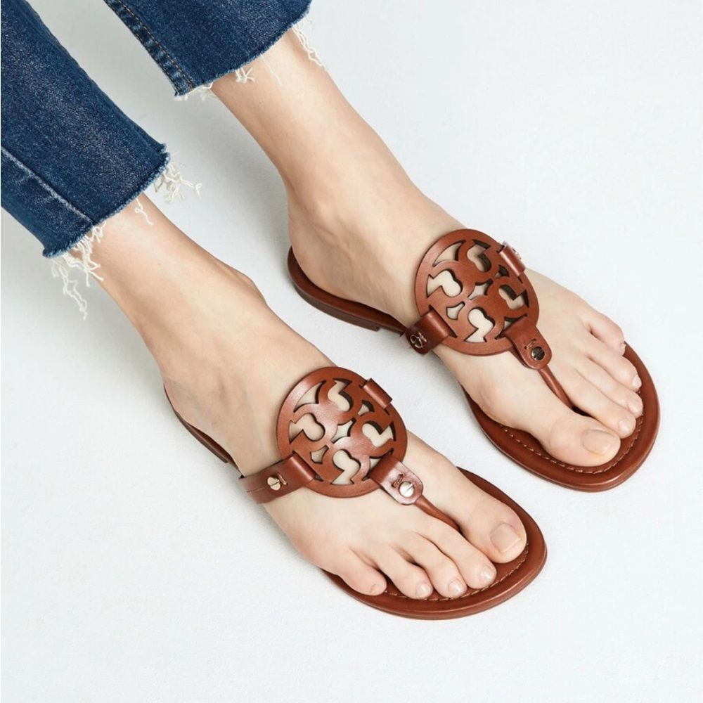 NWT Tory Burch Miller Sandals Vintage Vachetta/Dust Bag $198